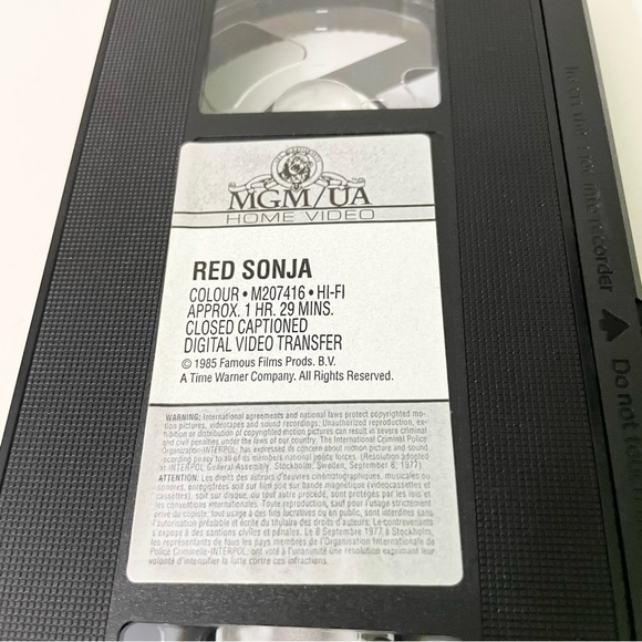 Red Sonja VHS MGM Movie Time Release Arnold Schwarzenegger - Picture 10 of 15